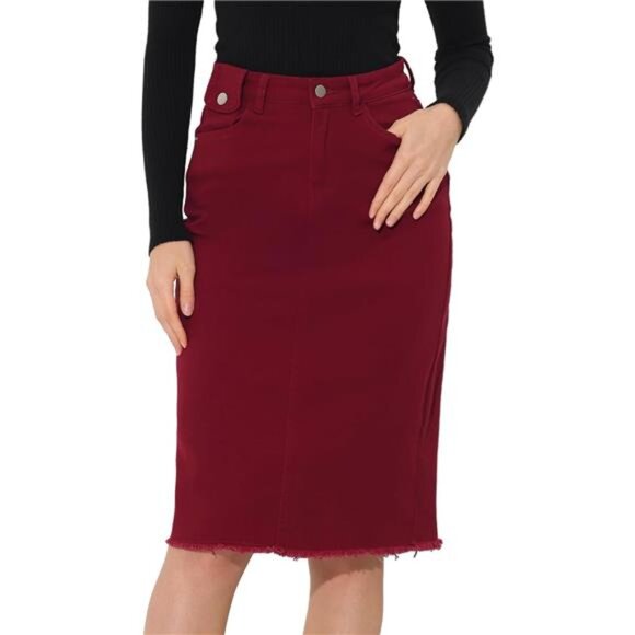 Women's Jean Skirt High Waist Red - Picture 1 of 5